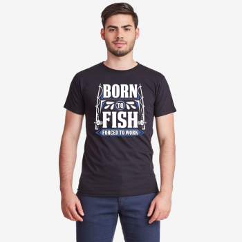 Черна мъжка тениска Born to fish