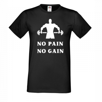 Мъжка черна Тениска No Pain No Gain Мъжка черна Тениска No Pain No Gain