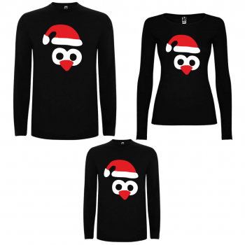 Семеен комплект тениски с дълги ръкави в черно Penguin Hats