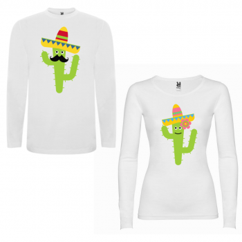 Комплект тениски с дълъг ръкав за двойки Cactus Couple