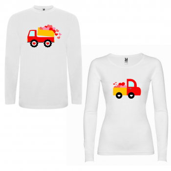 Комплект тениски с дълъг ръкав за двойки Love Trucks