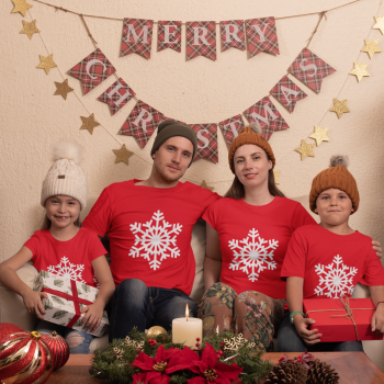 Червени коледни тениски Snowflake Червени коледни тениски Snowflake
