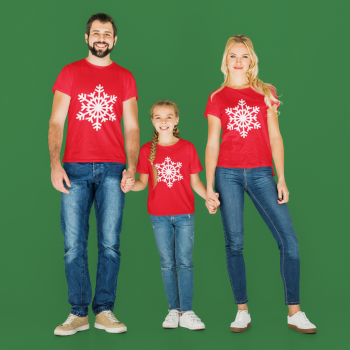 Коледен семеен комплект в червено SnowFlake Коледен семеен комплект в червено SnowFlake