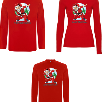 Семеен комплект коледни тениски с дълги ръкави Party Santa