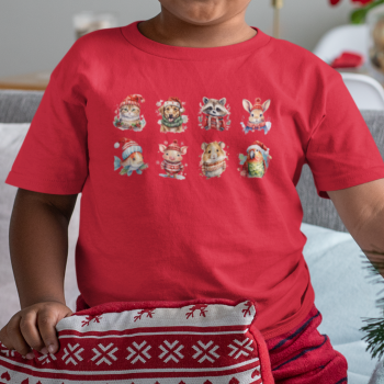 Коледна тениска в размери за деца и възрастни Christmas Animals Коледна тениска в размери за деца и възрастни Christmas Animals