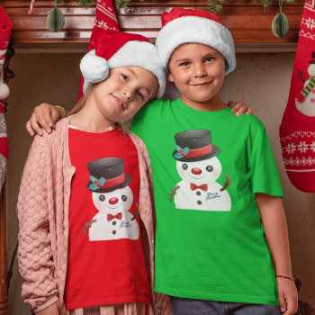 Коледна тениска в размери за възрастни и деца Merry Christmas Snowman Коледна тениска в размери за възрастни и деца Merry Christmas Snowman