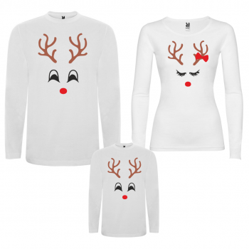 Семеен комплект коледни тениски с дълги ръкави Deer Семеен комплект коледни тениски с дълги ръкави Deer