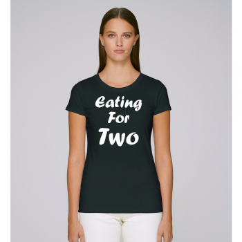 Дамска черна тениска Eating for two