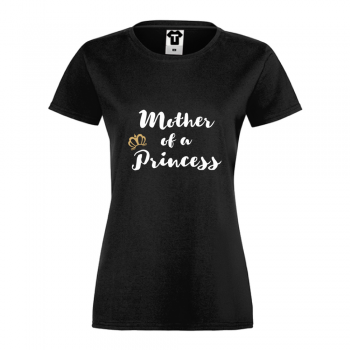 Дамска черна тениска Mother of a princess