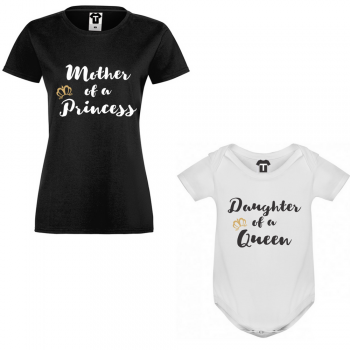 Комплект за майка и бебе Mother of a princess/Daughter of a queen Комплект за майка и бебе Mother of a princess/Daughter of a queen