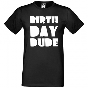 Мъжка черна тениска Birthday dude Мъжка черна тениска Birthday dude