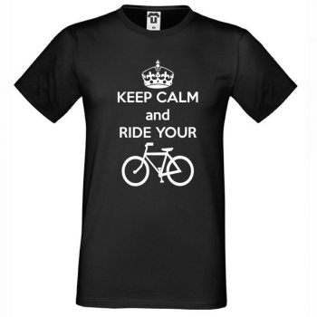 Мъжка черна тениска Keep Calm and ride your bike Мъжка черна тениска Keep Calm and ride your bike