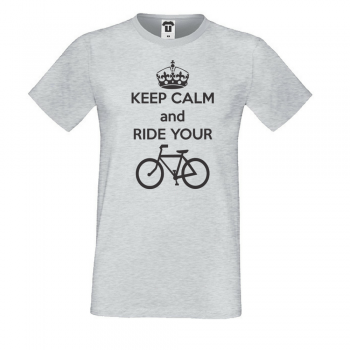 Мъжка сива тениска Keep Calm and ride your bike
