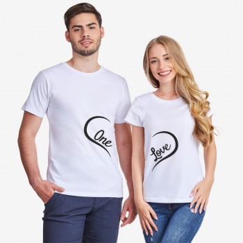 Комплект бели тениски за двойки One Love Комплект бели тениски за двойки One Love