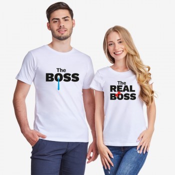 Комплект бели тениски за двойки The Real Boss Tie Комплект бели тениски за двойки The Real Boss Tie