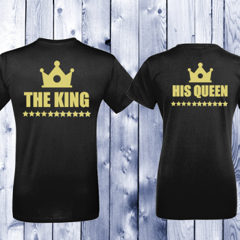 Комплект черни тениски с щампа King - Queen