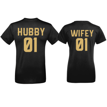 Комплект черни тениски за двойки Hubby 01