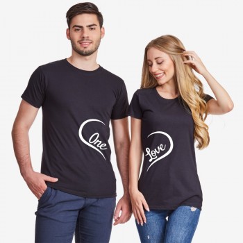 Комплект черни тениски за двойки One Love 2019