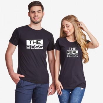 Комплект черни тениски за двойки The Real Boss