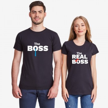 Комплект черни тениски за двойки The Real Boss Tie 2019