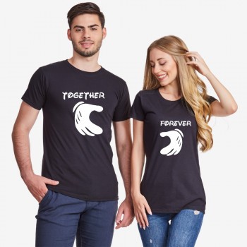 Комплект черни тениски за двойки Together Forever Hands