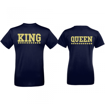 Комплект тъмно-сини тениски за двойки King - Queen