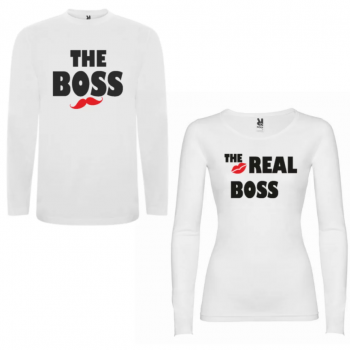Комплект тениски с дълъг ръкав за двойки The Boss - The Real Boss