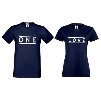 Тъмно-сини Тениски за двойки One Love