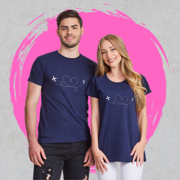 Тениски за двойки в тъмно синьо Travel Couple