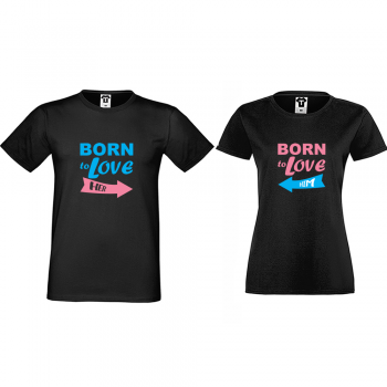 Тениски за двойки в черно Born to love him