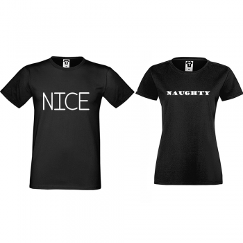 Тениски за двойки в черно Nice Naughty