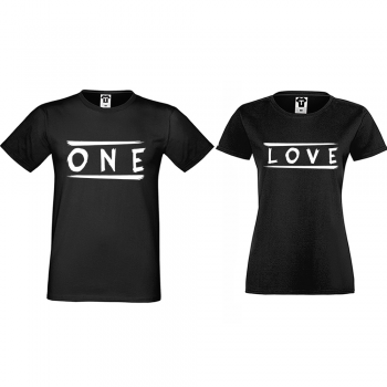 Тениски за двойки в черно One Love