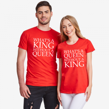 Тениски за двойки в червено What is a queen without a KING