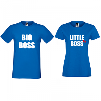 Тениски за двойки в синьо Big and Little Boss