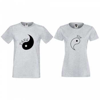 Тениски за двойки в сиво Yin Yang