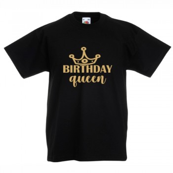 Детска черна тениска Birthday Queen Детска черна тениска Birthday Queen