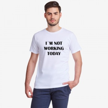 Мъжка бяла тениска Not Working Today