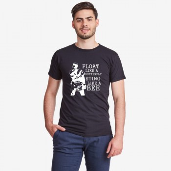Мъжка черна тениска Float like a butterfly Sting like a bee - Muhammad Ali Мъжка черна тениска Float like a butterfly Sting like a bee - Muhammad Ali