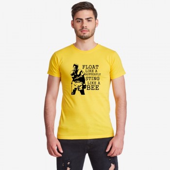 Мъжка жълта тениска Float like a butterfly Sting like a bee - Muhammad Ali Мъжка жълта тениска Float like a butterfly Sting like a bee - Muhammad Ali
