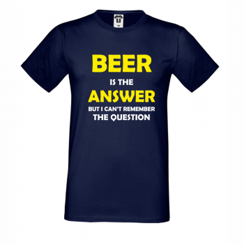 Мъжка тъмно синя тениска Beer is the Answer