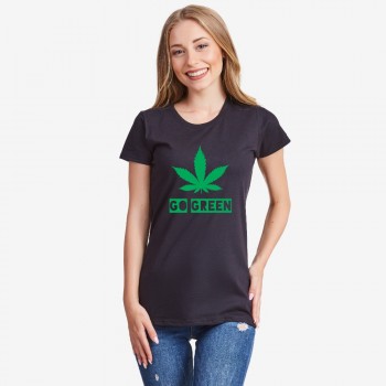 Дамска черна тениска Go Green