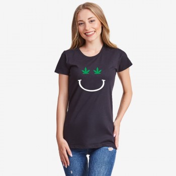 Дамска черна тениска Mary J Smile