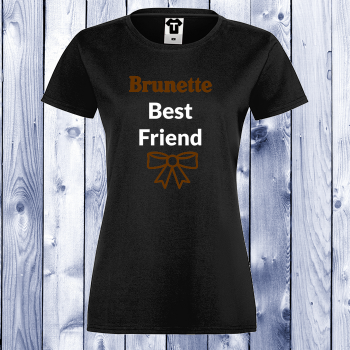 Дамска черна тениска с щампа BRUNETTE BEST FRIEND Дамска черна тениска с щампа BRUNETTE BEST FRIEND