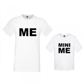 Комплект в бяло или черно - Мъжка тениска и детска тениска Me and Mini Me Комплект в бяло или черно - Мъжка тениска и детска тениска Me and Mini Me