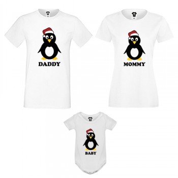 Семеен комплект тениски в бяло Penguin Family