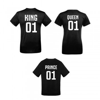 Семеен комплект тениски в черно King 01, Queen 01 и Prince 01 Семеен комплект тениски в черно King 01, Queen 01 и Prince 01