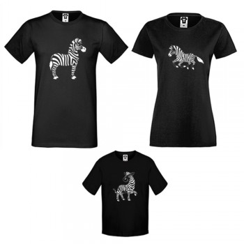 Семейни тениски в бяло или черно Zebra Family