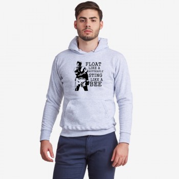 Мъжки сив суитчър Float like a butterfly Sting like a bee - Muhammad Ali Мъжки сив суитчър Float like a butterfly Sting like a bee - Muhammad Ali