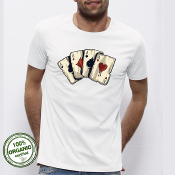 Мъжка бяла тениска от 100% органичен памук 4 Aces