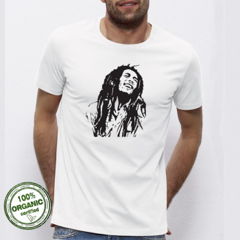 Мъжка бяла тениска от 100% органичен памук Bob Marley